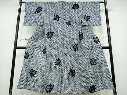 平和屋着物∴夏物 浴衣 有松鳴海絞り 蜘蛛絞り 舞葉文 綿 逸品 CABA0676ng