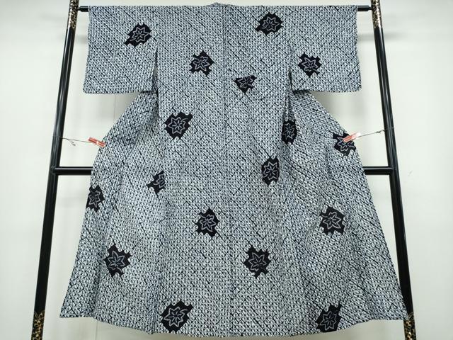 平和屋着物∴夏物 浴衣 有松鳴海絞り 蜘蛛絞り 舞葉文 綿 逸品 CABA0676ng