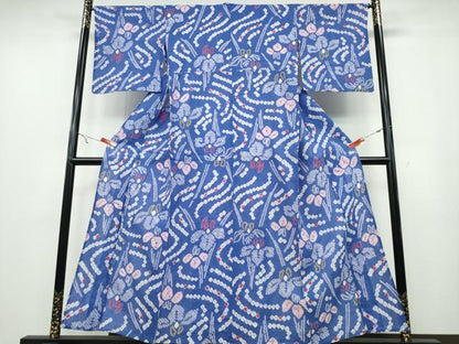 平和屋着物∴夏物 浴衣 有松鳴海絞り 流水杜若 綿 逸品 CABA0677ng