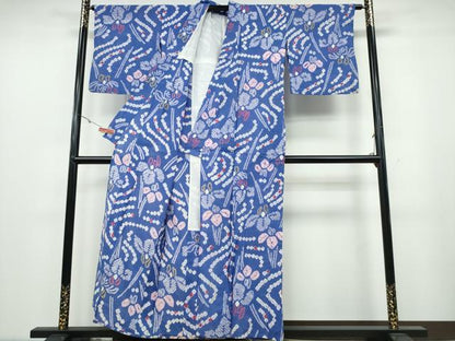 平和屋着物∴夏物 浴衣 有松鳴海絞り 流水杜若 綿 逸品 CABA0677ng