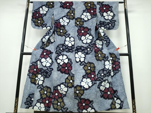 平和屋着物∴夏物 浴衣 有松鳴海絞り 舞花文 綿 逸品 CABA0678ng