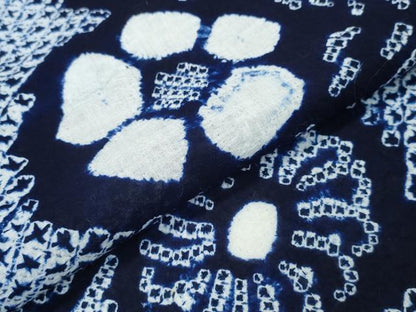 平和屋着物∴夏物 浴衣 有松鳴海絞り 舞葉花文 綿 逸品 CABA0679ng