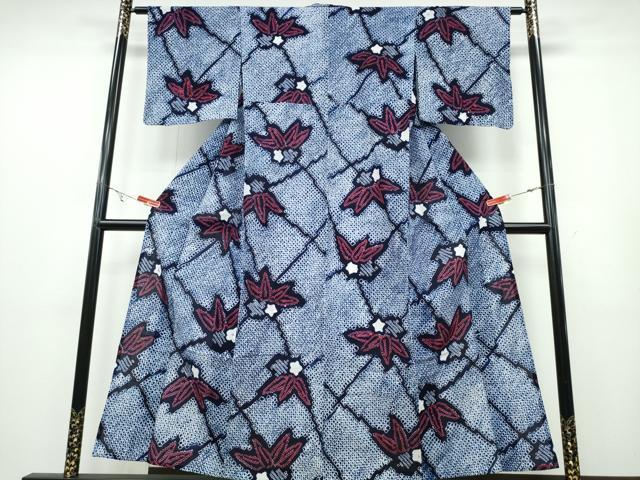 平和屋着物∴夏物 浴衣 有松鳴海絞り 網目笹文 綿 逸品 CABA0680ng