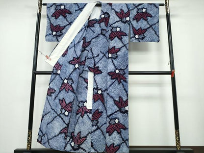 平和屋着物∴夏物 浴衣 有松鳴海絞り 網目笹文 綿 逸品 CABA0680ng