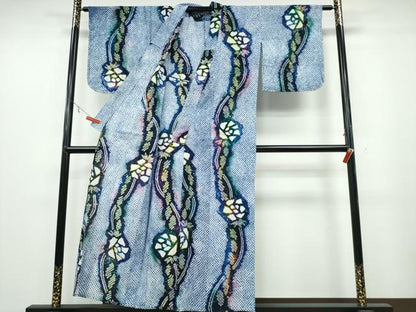 平和屋着物∴夏物 浴衣 有松鳴海絞り 薔薇 綿 逸品 未使用 CABA0682ng