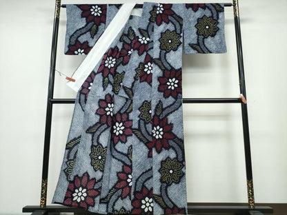 平和屋着物∴夏物 浴衣 有松鳴海絞り 枝花文 綿 逸品 CABA0684ng