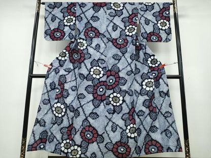 平和屋着物∴夏物 浴衣 有松鳴海絞り 網目菊文 綿 逸品 未使用 CABA0685ng