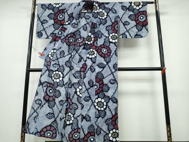 平和屋着物∴夏物 浴衣 有松鳴海絞り 網目菊文 綿 逸品 未使用 CABA0685ng
