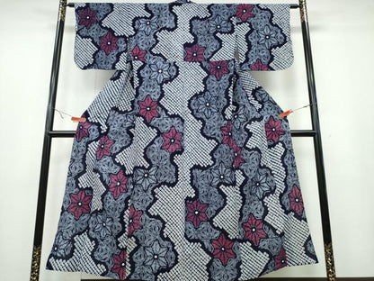 平和屋着物∴夏物 浴衣 有松鳴海絞り 道長麻の葉文様 綿 逸品 CABA0686ng