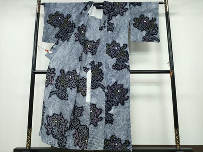 平和屋着物∴夏物 浴衣 有松鳴海絞り 枝牡丹 綿 逸品 CABA0687ng