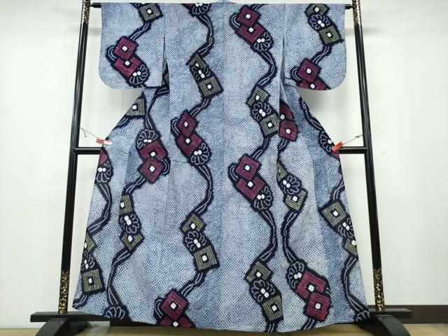 平和屋着物∴夏物 浴衣 有松鳴海絞り 流水色紙重ね舞菊文 綿 逸品 CABA0689ng