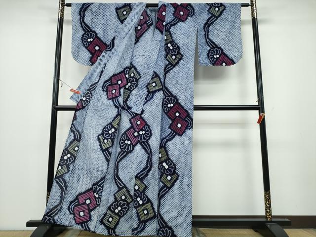 平和屋着物∴夏物 浴衣 有松鳴海絞り 流水色紙重ね舞菊文 綿 逸品 CABA0689ng