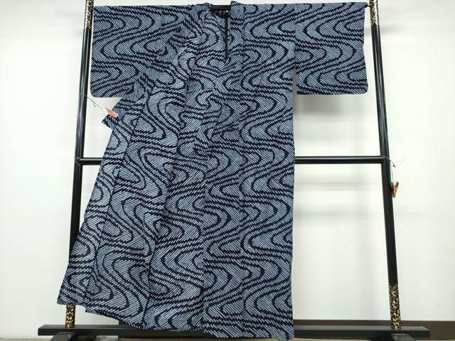 平和屋着物∴夏物 浴衣 有松鳴海絞り 流水文 綿 逸品 CABA0690ng