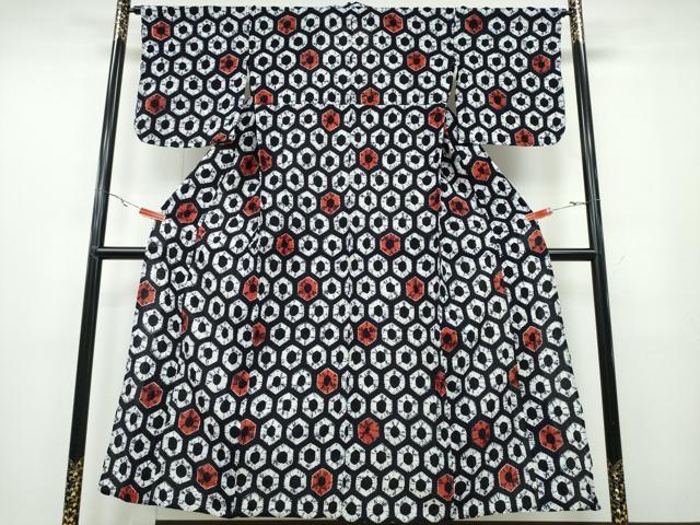 平和屋着物∴夏物 浴衣 有松鳴海絞り 亀甲文様 綿 逸品 CABA0692ng
