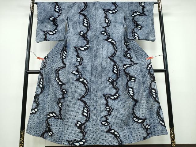 平和屋着物∴夏物 浴衣 有松鳴海絞り 草葉文 綿 逸品 CABA0693ng
