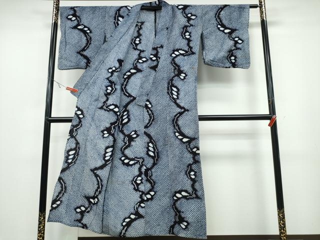 平和屋着物∴夏物 浴衣 有松鳴海絞り 草葉文 綿 逸品 CABA0693ng