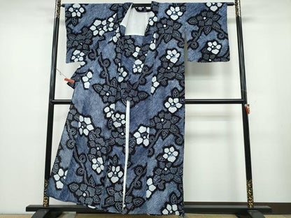 平和屋着物∴夏物 浴衣 有松鳴海絞り 花唐草文 綿 逸品 CABA0694ng