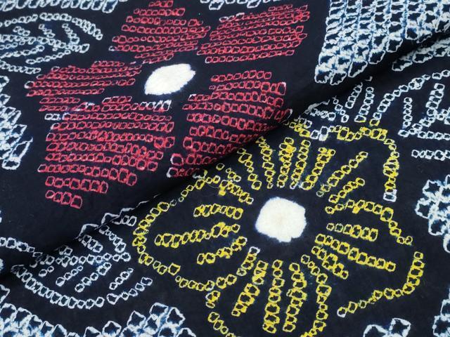 平和屋着物∴夏物 浴衣 有松鳴海絞り 草花文 綿 逸品 CABA0695ng