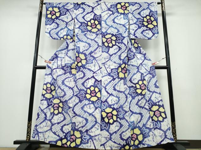 平和屋着物∴夏物 浴衣 有松鳴海絞り 流水牡丹 綿 逸品 CABA0696ng