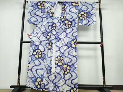 平和屋着物∴夏物 浴衣 有松鳴海絞り 流水牡丹 綿 逸品 CABA0696ng