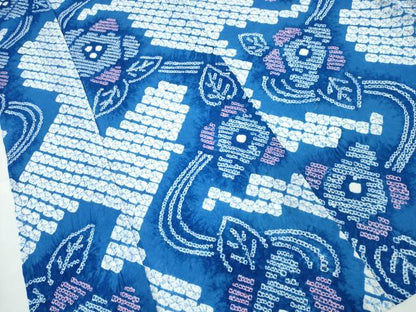 平和屋着物∴夏物　浴衣　有松鳴海絞り　流水舞花文　綿　逸品　CABA0697ng