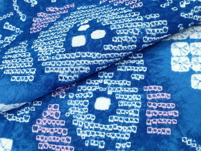 平和屋着物∴夏物　浴衣　有松鳴海絞り　流水舞花文　綿　逸品　CABA0697ng
