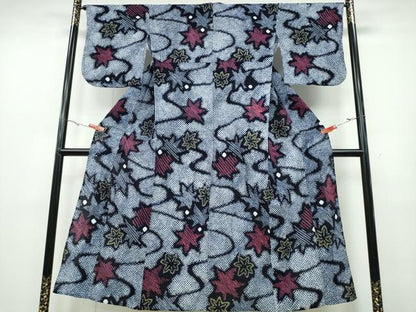 平和屋着物∴夏物 浴衣 有松鳴海絞り 流水舞葉文 綿 逸品 CABA0699ng