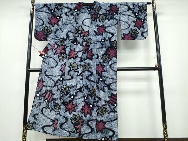 平和屋着物∴夏物 浴衣 有松鳴海絞り 流水舞葉文 綿 逸品 CABA0699ng