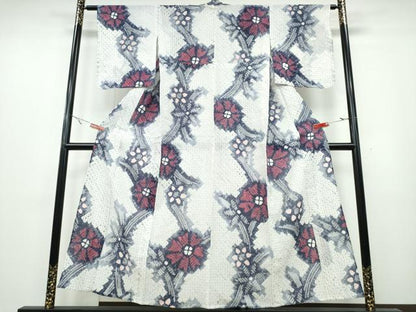 平和屋着物∴夏物 浴衣 有松鳴海絞り 草花文 綿 逸品 CABA0700ng