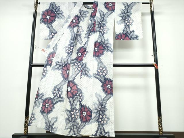 平和屋着物∴夏物 浴衣 有松鳴海絞り 草花文 綿 逸品 CABA0700ng