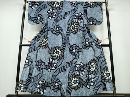 平和屋着物∴夏物 浴衣 有松鳴海絞り 流水捻じ菊文 綿 逸品 CABA0702ng