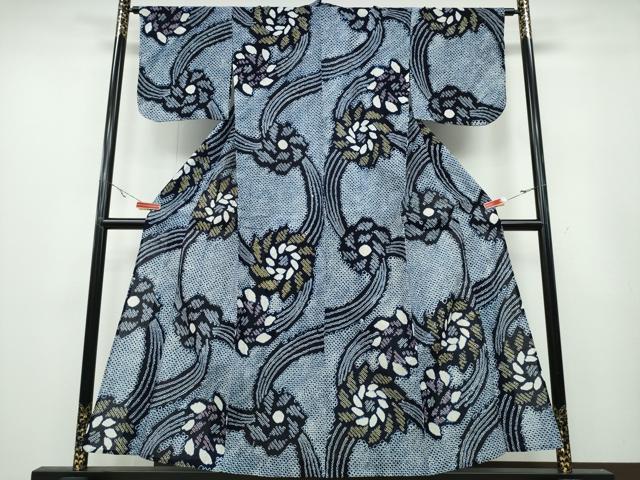 平和屋着物∴夏物 浴衣 有松鳴海絞り 流水捻じ菊文 綿 逸品 CABA0702ng