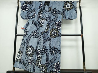 平和屋着物∴夏物 浴衣 有松鳴海絞り 流水捻じ菊文 綿 逸品 CABA0702ng