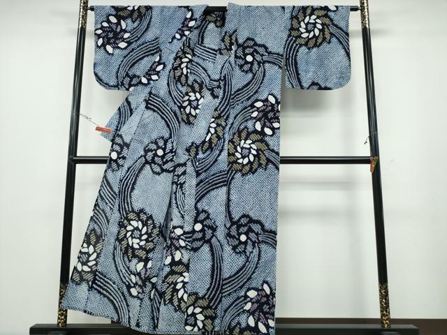 平和屋着物∴夏物 浴衣 有松鳴海絞り 流水捻じ菊文 綿 逸品 CABA0702ng
