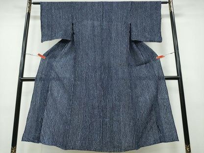 平和屋着物∴夏物 浴衣 有松鳴海絞り よろけ縞 綿 逸品 CABA0703ng