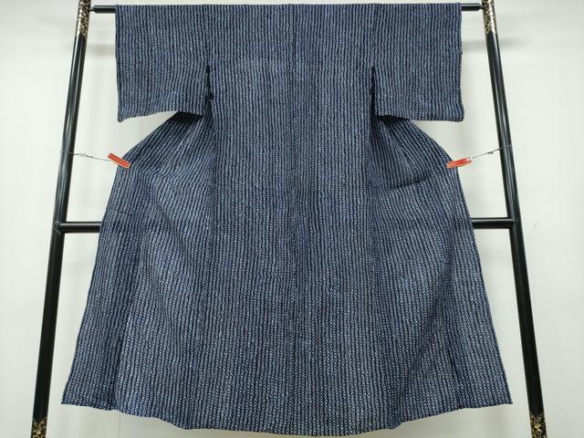 平和屋着物∴夏物 浴衣 有松鳴海絞り よろけ縞 綿 逸品 CABA0703ng