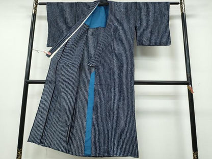 平和屋着物∴夏物 浴衣 有松鳴海絞り よろけ縞 綿 逸品 CABA0703ng
