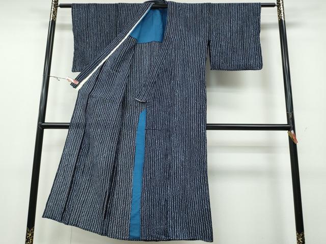 平和屋着物∴夏物 浴衣 有松鳴海絞り よろけ縞 綿 逸品 CABA0703ng