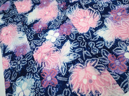 平和屋着物∴夏物　浴衣　有松鳴海絞り　草花文　綿　逸品　CABA0704ng