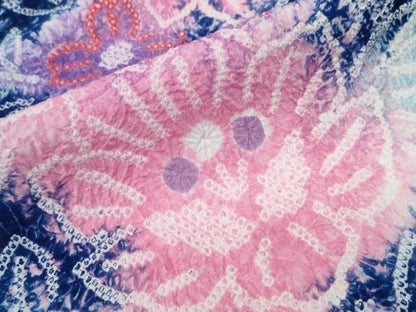 平和屋着物∴夏物　浴衣　有松鳴海絞り　草花文　綿　逸品　CABA0704ng