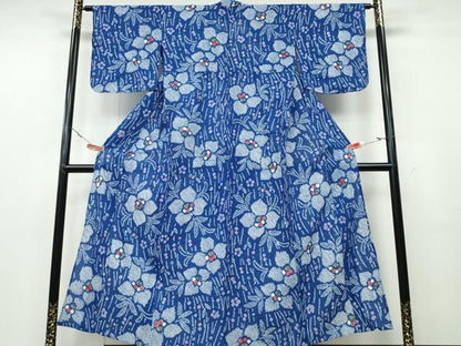 平和屋着物∴夏物 浴衣 有松鳴海絞り 流水舞花文 綿 逸品 CABA0705ng