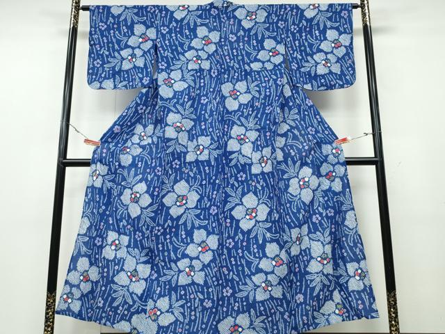 平和屋着物∴夏物 浴衣 有松鳴海絞り 流水舞花文 綿 逸品 CABA0705ng