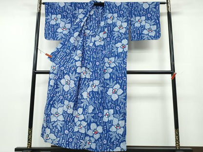 平和屋着物∴夏物 浴衣 有松鳴海絞り 流水舞花文 綿 逸品 CABA0705ng