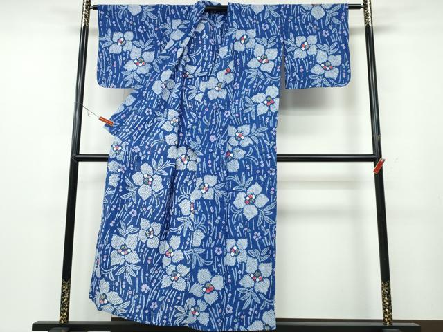 平和屋着物∴夏物 浴衣 有松鳴海絞り 流水舞花文 綿 逸品 CABA0705ng
