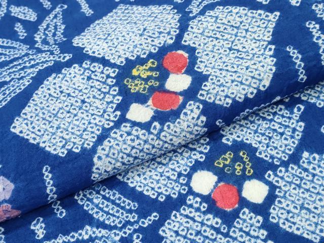 平和屋着物∴夏物 浴衣 有松鳴海絞り 流水舞花文 綿 逸品 CABA0705ng