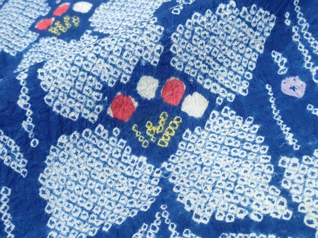平和屋着物∴夏物 浴衣 有松鳴海絞り 流水舞花文 綿 逸品 CABA0705ng