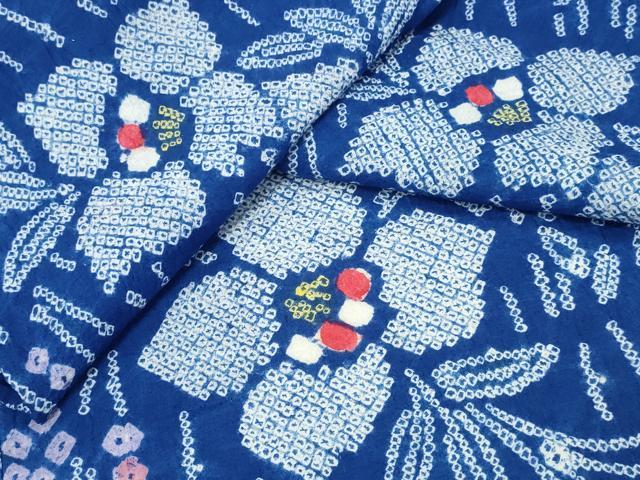 平和屋着物∴夏物 浴衣 有松鳴海絞り 流水舞花文 綿 逸品 CABA0705ng