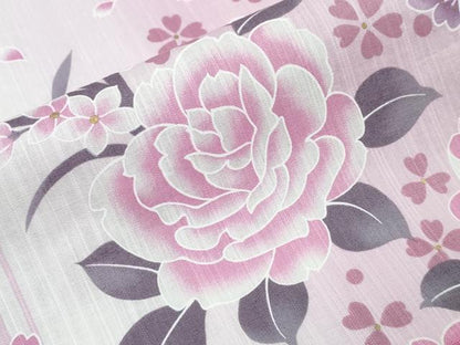 平和屋着物∴夏物 浴衣 舞桜 薔薇 綿 金彩 逸品 CABA0708ng