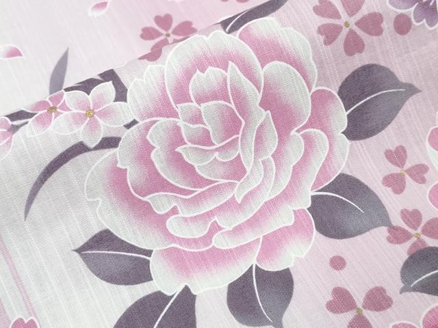 平和屋着物∴夏物 浴衣 舞桜 薔薇 綿 金彩 逸品 CABA0708ng
