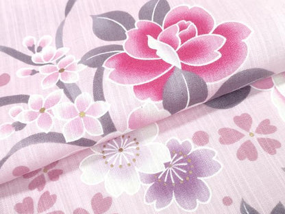 平和屋着物∴夏物 浴衣 舞桜 薔薇 綿 金彩 逸品 CABA0708ng
